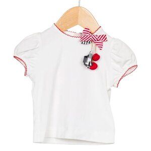 Monnalisa Girls' Embellished Short Sleeve Top 3-6 M